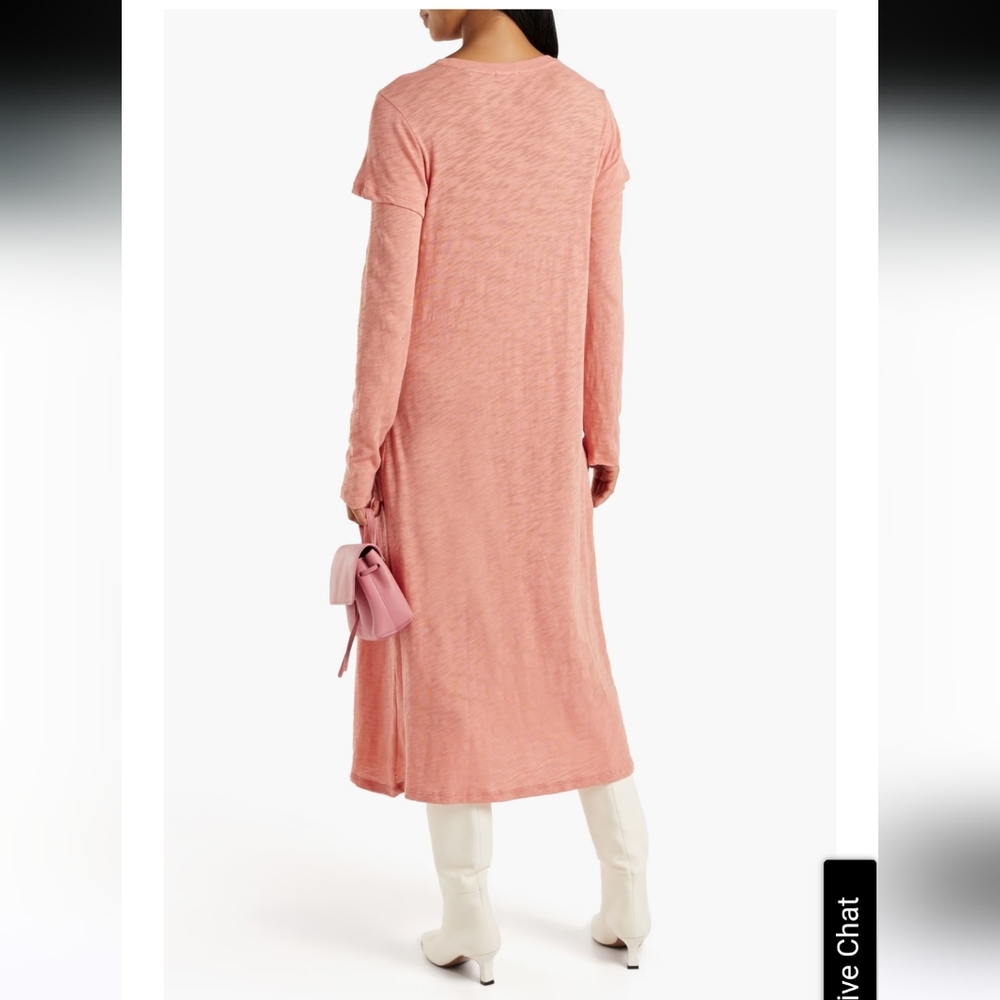 ATM ANTHONY THOMAS MELILLO Layered slub cotton-jersey midi dress XL Antique Rose - Picture 2 of 12